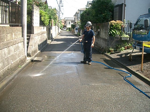 解体工事完了時の道路清掃状況